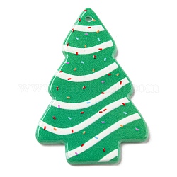 Acryl-Anhänger zum Thema Weihnachten, Tannenbaum, mittleres Seegrün, 43x30x2 mm, Bohrung: 1.6 mm
