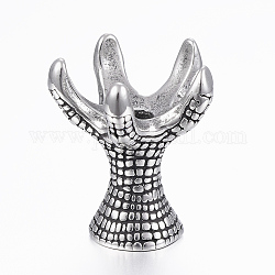 316 Surgical Stainless Steel Beads, Claw, Antique Silver, 16x13.5x13mm, Hole: 3mm