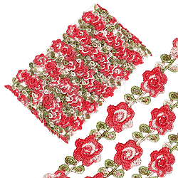 Gorgecraft 5 yarda girasol flor encaje cinta bordado rojo diy apliques florales de encaje costura artesanal borde de encaje para vestidos de novia adorno diy fiesta decoración ropa