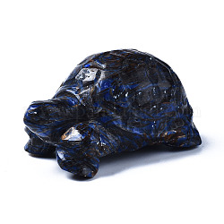 Tartaruga assemblata bronzite naturale e ornamento modello diaspro imperiale sintetico, per decorazioni da scrivania per la casa, blu medio, 57~58x35~36x27~29mm