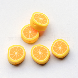 Abalorios de limón de arcilla de polímero hechas a mano, oro, 10x4.5mm, agujero: 1~2 mm