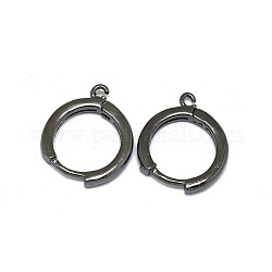 Fornituras del pendiente de aro huggie de latón, Plateado de larga duración, anillo circular, gunmetal, 16.5x13.5x2mm, agujero: 1.2 mm, pin: 0.8 mm