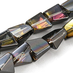 Brins de perles de verre transparentes à moitié plaquées par galvanoplastie, polygone facettes, noir, 8x7x5mm, Trou: 1mm, Environ 80 pcs/chapelet, 25.04 pouce (63.6 cm)