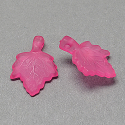 Transparent Acrylic Pendants, Frosted Style, Maple Leaf, Camellia, 18x13x4mm, Hole: 1mm, about 1870pcs/500g