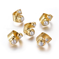 Adjustable Pearl Cuff Finger Rings, with Brass Findings, Golden, 18.5~20mm