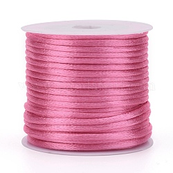 Cuerda de nylon, cordón de cola de rata de satén, Para hacer bisutería, anudado chino, rosa perla, 1mm, alrededor de 32.8 yarda (30 m) / rollo