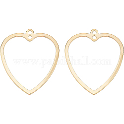 BENECREAT 40Pcs 24K Gold Plated Brass Heart Hollow Metal Charms Heart Shape Frame Pendants for DIY Crafts Jewelry Findings Hole: 1.4mm