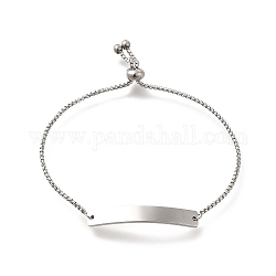 304 bracelets coulissants à chaîne en acier inoxydable, bracelets à maillons vierges pour femmes, couleur inoxydable, 10-3/4 pouce (27.35 cm)