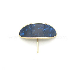 Capelli lega di bobby pin, con ornamento in acetato di cellulosa (resina)., gancio a coda di cavallo, ovale curvo, Blue Marine, 50x35mm