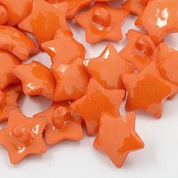 Acrylic Shank Buttons, 1-Hole, Dyed, Faceted, Star, Orange Red, 16x3mm, Hole: 3mm