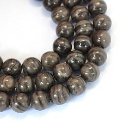 Piedra natural de encaje negro de madera hebras de perlas redondas, 6~6.5mm, agujero: 1 mm, aproximamente 63 pcs / cadena, 15.5 pulgada