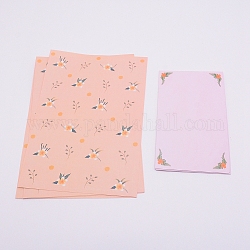 Ensemble d'enveloppes en papier et de papiers à lettres, rectangle avec motif de fleurs, corail, 15~21x9~14.5x0.01~0.05 cm, 9 pièces / kit