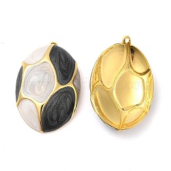 Enamel Pendants, with 304 Stainless Steel Finding, Real 18K Gold Plated, Oval Charm, Old Lace, 32.5x21.5x5.8mm, Hole: 1.2mm