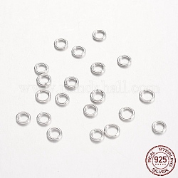 925 круглые кольца из серебра с родиевым покрытием, паяные кольца, закрытые кольца прыжок, платина, 5x1 мм, Около 180 шт / 20 г