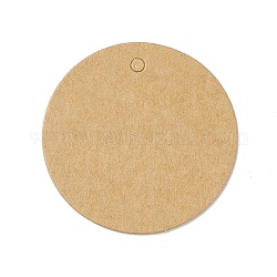 100 pièces d'étiquettes cadeaux en papier kraft vierge, plat rond, burlywood, 5x0.05 cm, Trou: 3.5mm