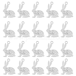 HOBBIESAY 20Pcs 201 Stainless Steel Charms 16x12mm Bunny Charms Rabbit Charms Animal Easter Bunny Pendants for Easter Necklace Brecelet Earring Making, Hole: 1.5mm
