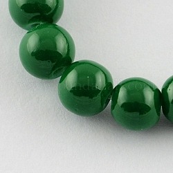 プリントガラスビーズ連売り  焼き付け塗料  ラウンド  濃い緑  4mm  穴：1.1~1.3mm  約200個/連  31.4インチ