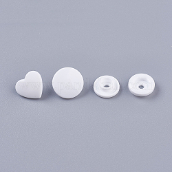 樹脂製スナップボタン  綿パッデッド服コートダウンジャケットバックル  ハート  ホワイト  10~12x2~3mm