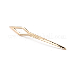 Rastas de hierro en forma de rombo herramienta de aguja de interbloqueo, herramienta de ganchillo sisterlock, dorado, 63x8x2mm, agujero: 4 mm