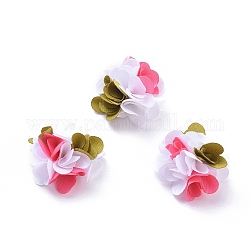 Poliestere tessuto accessori costume fatti a mano, tri-color, fiore, bianco, 24.5~26x12.5~13.5mm
