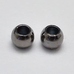 Perles en laiton, sans plomb & sans nickel & sans cadmium , rond solide, gunmetal, 4mm, Trou: 1.5~2mm