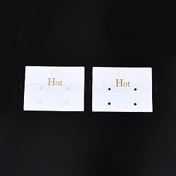 Cartes d'affichage de bijoux en carton rectangle, pour boucle d'oreille, étiquettes volantes de bijoux, mot chaud, blanc, 4x5x0.05 cm