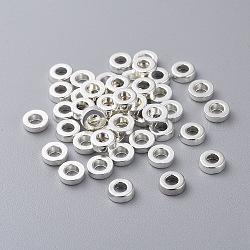 Perles plaquées de couleur argent tibétain, sans plomb et sans cadmium et sans nickel, donut, couleur argentée, 6x2mm, trou: 2.5 mm.