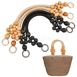 PH PandaHall 4Pcs Wooden Purse Handles, Handbag Handles Nylon Rope Purse Straps Replacement Bag Handles with Wooden Beads for Bag Making Shoulder Bag Handbag DIY Customed Bag, 2 Colors