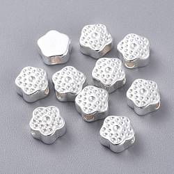 Supports de perles avec strass en 201 acier inoxydable, fleur, couleur d'argent, 9x9x5mm, Trou: 2.5mm, s'adapter pour 1.2 mm et 1.5 mm strass