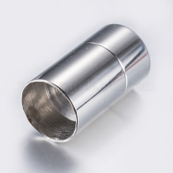 304 cierres magnéticos de acero inoxidable con extremos para pegar, superficie lisa, columna, color acero inoxidable, 20x11mm, agujero: 10 mm