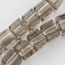 Faceted Tan Glass Cube Bead Strands, 3~4x3~4x3~4mm, Hole: 0.5mm, about 100pcs/strand, 13.5 inch