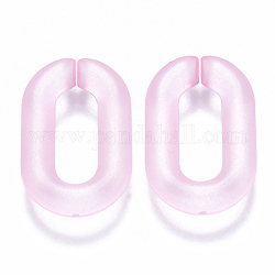 Transparent Acrylic Linking Rings, Quick Link Connectors, for Cable Chains Making, Frosted, Oval, Pearl Pink, 31x19.5x5.5mm, Inner Diameter: 19.5x7.5mm