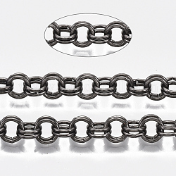 Iron Rolo Chains, Double Link Chains, Unwelded, with Spool, Gunmetal, Link: 6x1mm, about 82.02 Feet(25m)/roll