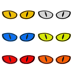 Superfindings 6 foglio 6 colori adesivi impermeabili per auto per animali domestici a forma di occhio, decalcomanie riflettenti per gli occhi per la decorazione di auto e moto, colore misto, 60x104x0.5mm, 2pcs / scheda