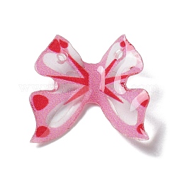 Pendentifs en résine transparente, 2-trou, breloques bowknot, perle rose, 16x16x2mm, Trou: 1.2mm