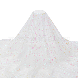 Polyester-Spitzenstoff, mit Pailletten, für DIY Bekleidungszubehör, weiß, 130x0.03 cm