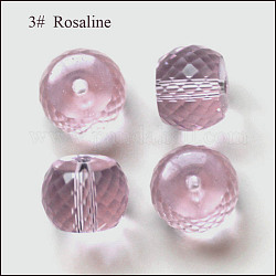 Имитация австрийских кристаллов, класс AAA, граненые, барабан, розовые, 10x8 мм, отверстие : 0.9~1 мм