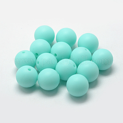 Perle di silicone ecologiche per uso alimentare, tondo, ciano, 12mm, Foro: 2 mm
