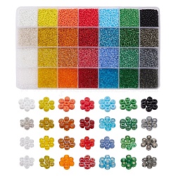 22400 Stück 28 Farben 12/0 Glas Saatperlen, für diy Schmuck machen, Runde, Mischfarbe, 2 mm, Bohrung: 1 mm, 800 Stk. je Farbe