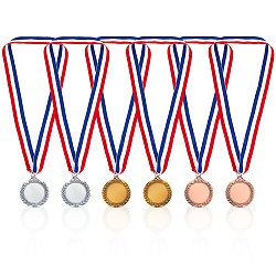Gomakerer 6 medaglia premio vuota, La lega di 2 misura crea le tue medaglie con il nastro in poliestere per il collo, le medaglie vincitrici per le celebrazioni delle competizioni sportive e le bomboniere