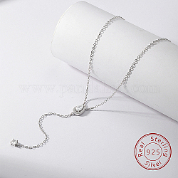 925 collana lariat in argento sterling placcato rodio, collana con pendente a goccia in zirconi chiari, platino, 15.35 pollice (39 cm)