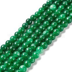 Hilo de cuentas redondas de jade natural, teñido, verde, 6mm, agujero: 0.8 mm, aproximamente 62 pcs / cadena, 15.35'' (39 cm)