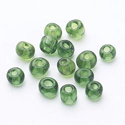 6/0 Glass Seed Beads, Transparent, Round, Green, 4mm, hole: 1.5mm, about 496pcs/50g