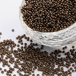 12/0 Grade A Round Glass Seed Beads, Metallic Colours, Dark Goldenrod, 12/0, 2x1.5mm, Hole: 0.3mm, about 30000pcs/bag