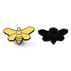 Broche en émail en forme de papillon de nuit, insigne en alliage plaqué noir d'électrophorèse pour vêtements de sac à dos, sans nickel et sans plomb, jaune, 19.5x31mm, pin: 1.2 mm