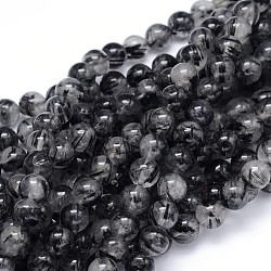 Ronde de grade AA naturelle perles de quartz rutile brins, 8mm, Trou: 1mm, Environ 49 pcs/chapelet, 15.3 pouce