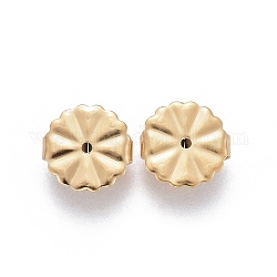 Placcatura ionica (ip) 304 dadi auricolari in acciaio inossidabile, chiusure per orecchini a frizione per orecchini a bottone, fiore, oro, 10.5x4.5mm, Foro: 1.2 mm
