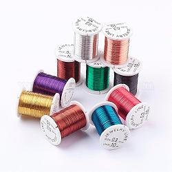 Alambre de joyería de cobre redondo, sin níquel, color mezclado, 0.3mm, aproximadamente 32.8 pie (10 m) / rollo, 10 rollos / lote