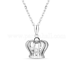 Collana con pendente a forma di corona in argento sterling placcato rodio tinysand, con zirconi, platino, 925 pollice