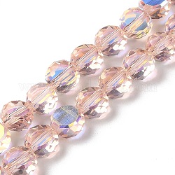 Trasparenti perle di vetro placca fili, ab colore placcato, sfaccettato, mezzo tondo, roso, 7.2x7.5x4mm, Foro: 1.5 mm, circa 80pcs/filo, 22.05'' (56 cm)
